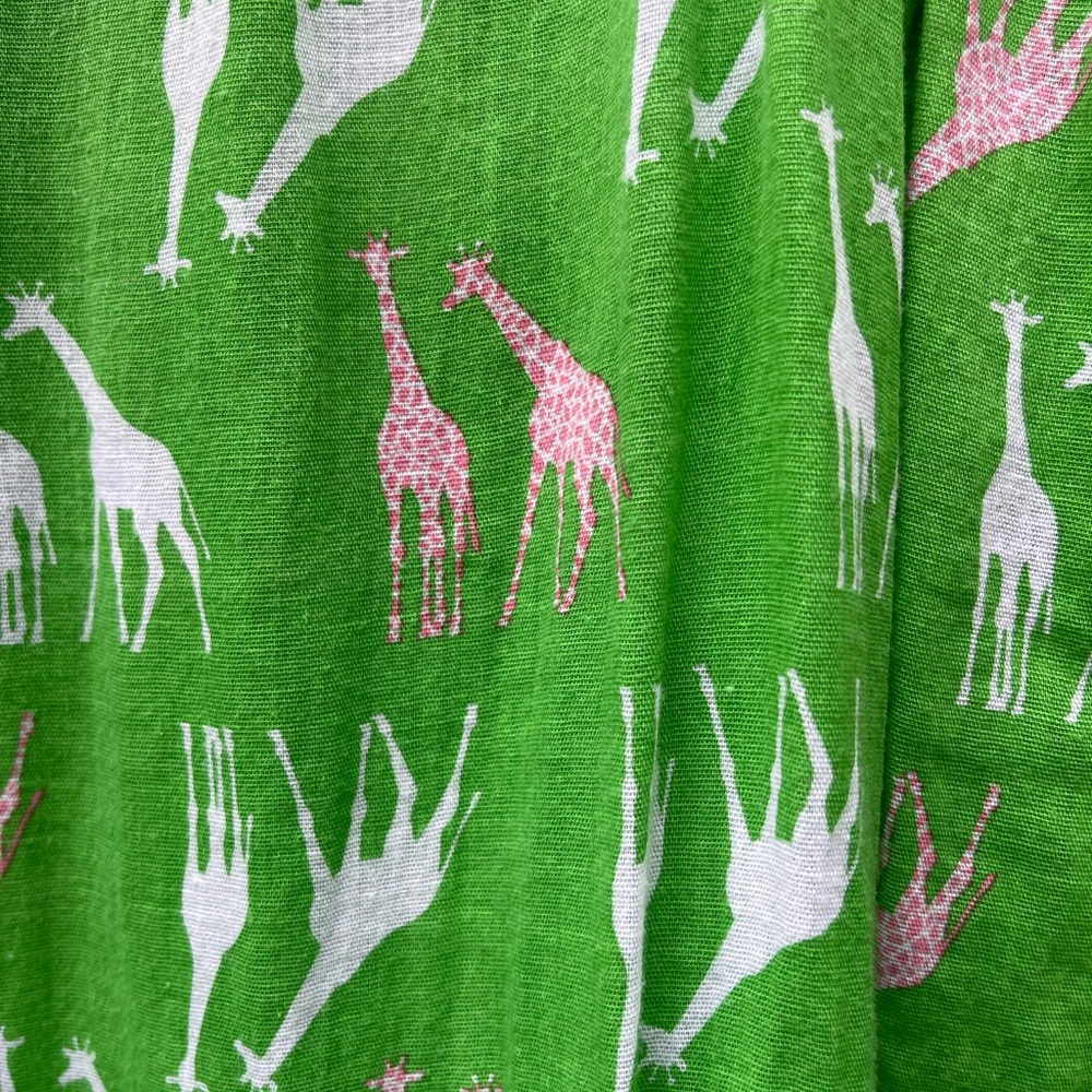 Boutique Giraffe Dress Green with Pink Ruffle Trim Sz M - Picture 6 of 10